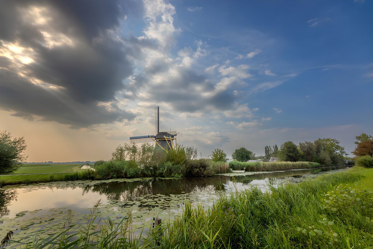Serene Windmill by the Water
