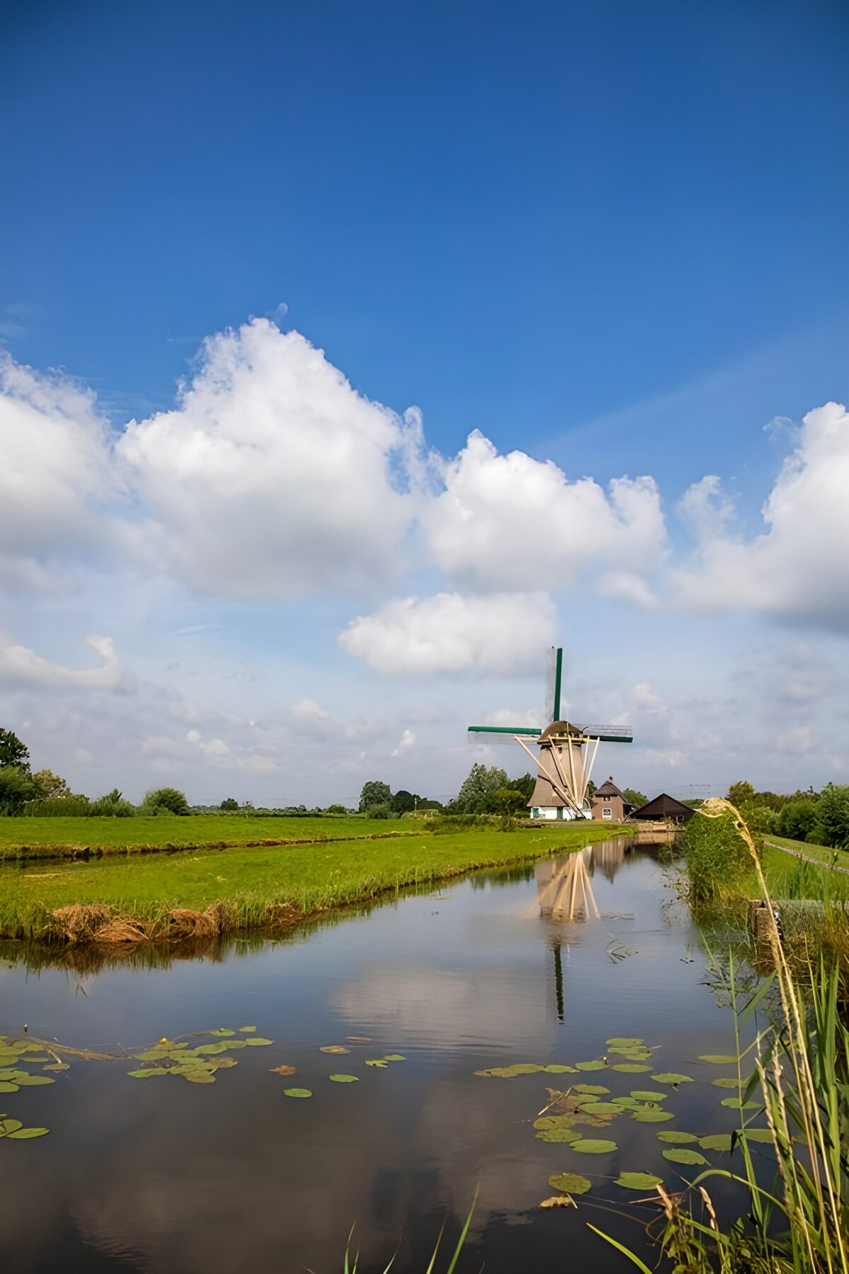 Tranquil Dutch Windmill Reflection
