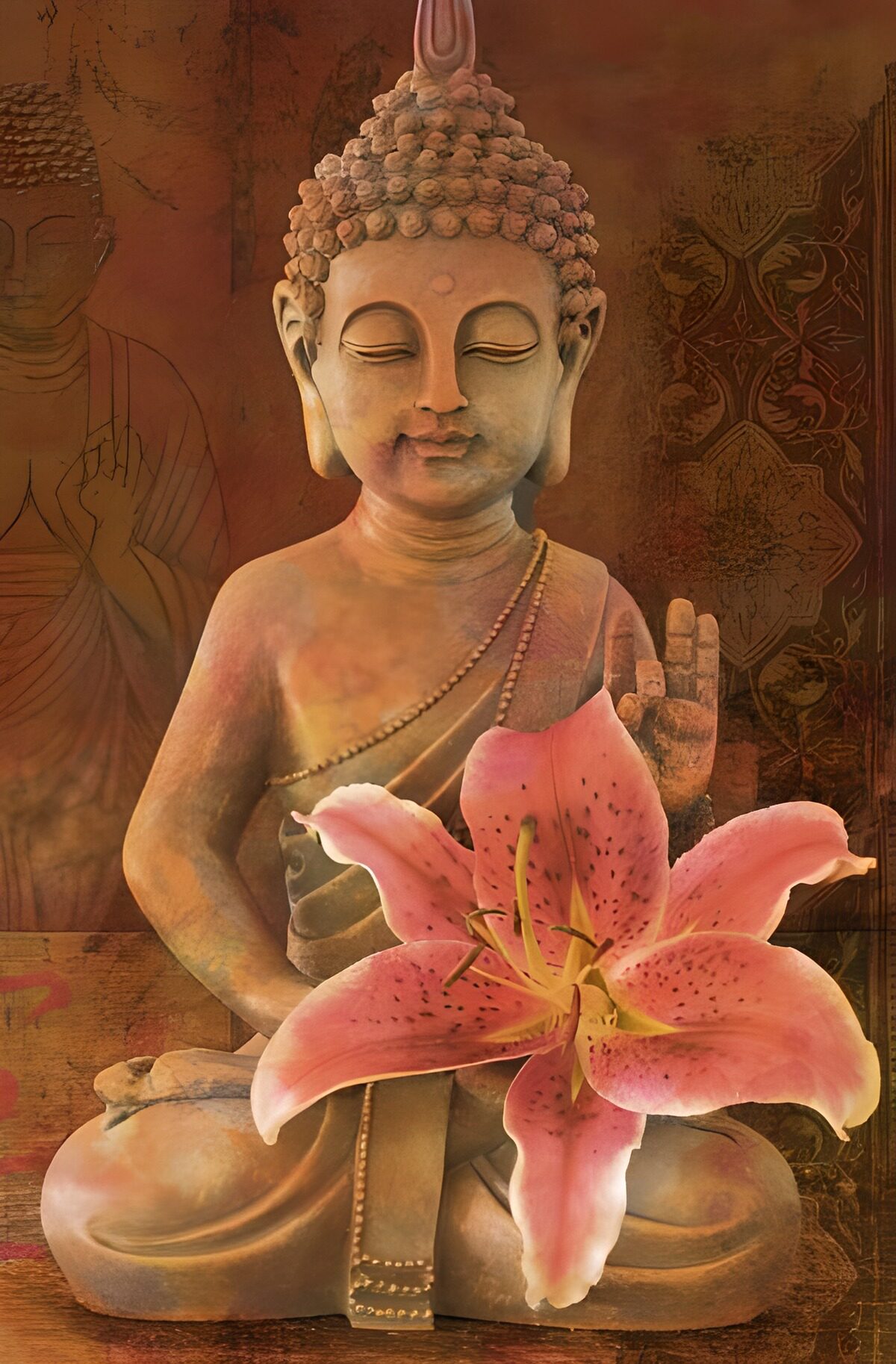 Serene Buddha with Lily Flower