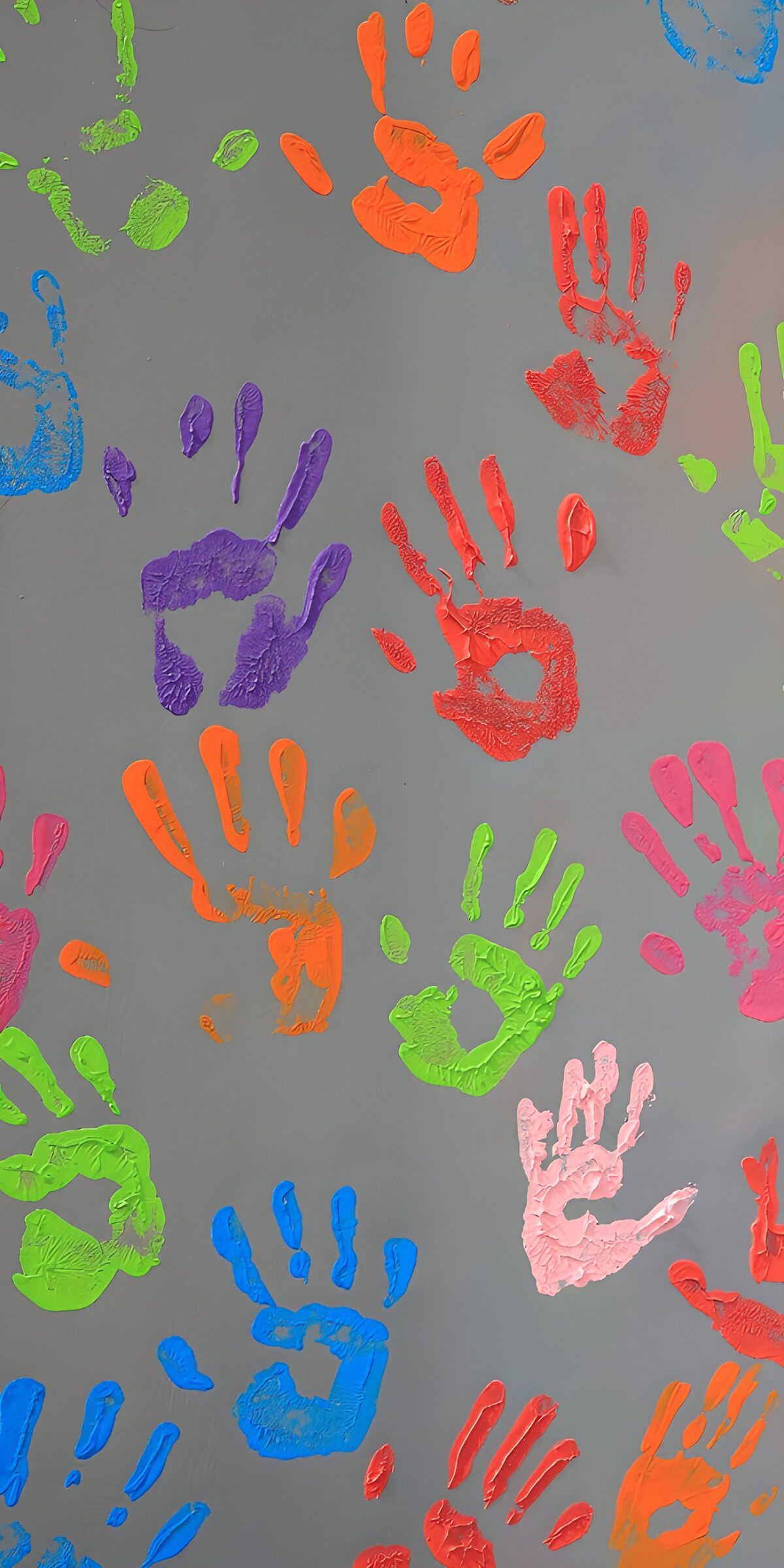 OCCOM6096404: Colorful Handprints on Gray Background