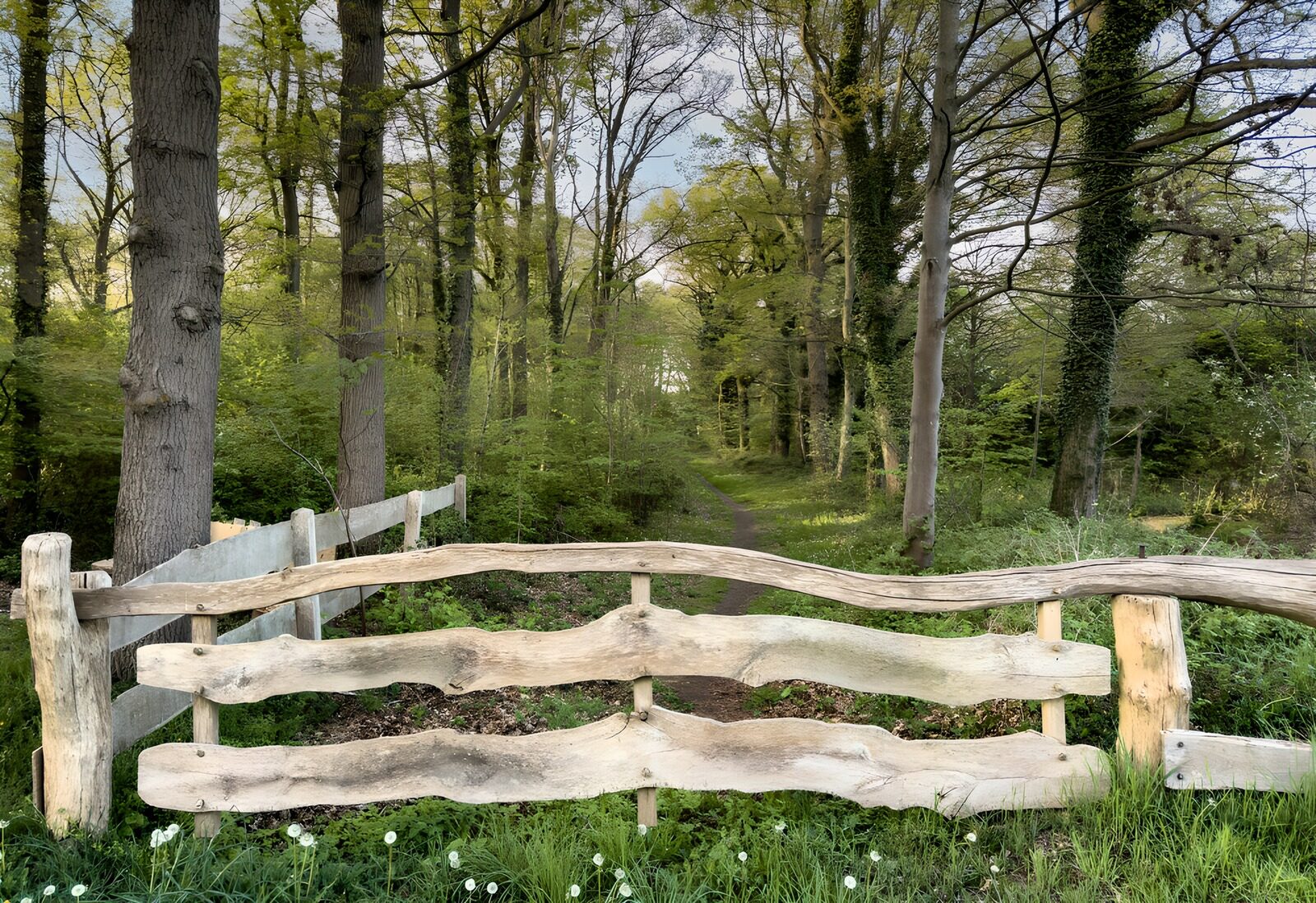 OCCOM8190794: Rustic Wooden Fence at Forest Path