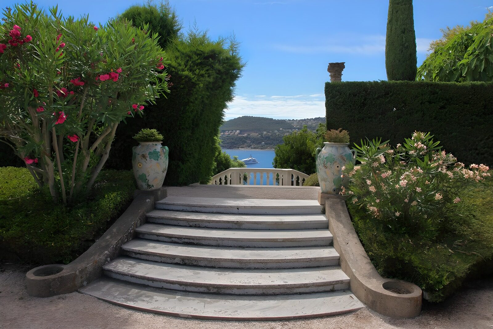OCCOM1773014: Serene Garden Staircase with Ocean View