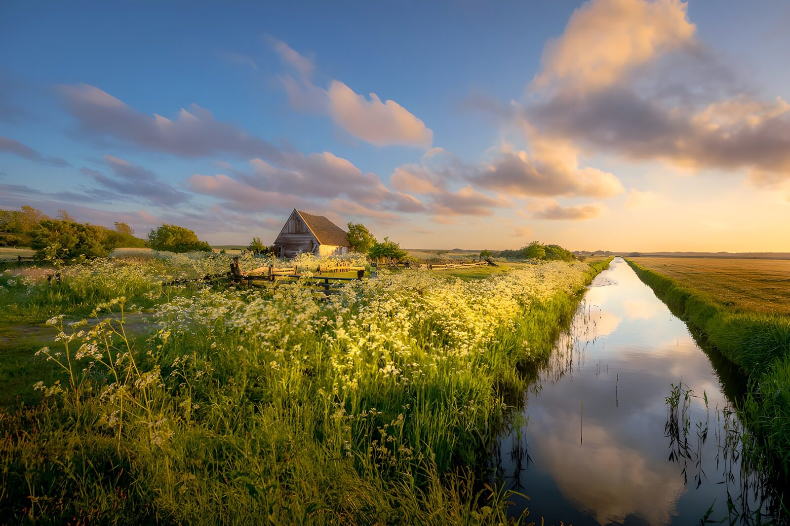 OCCOM9518254: Serene Sunset Over Rural Landscape