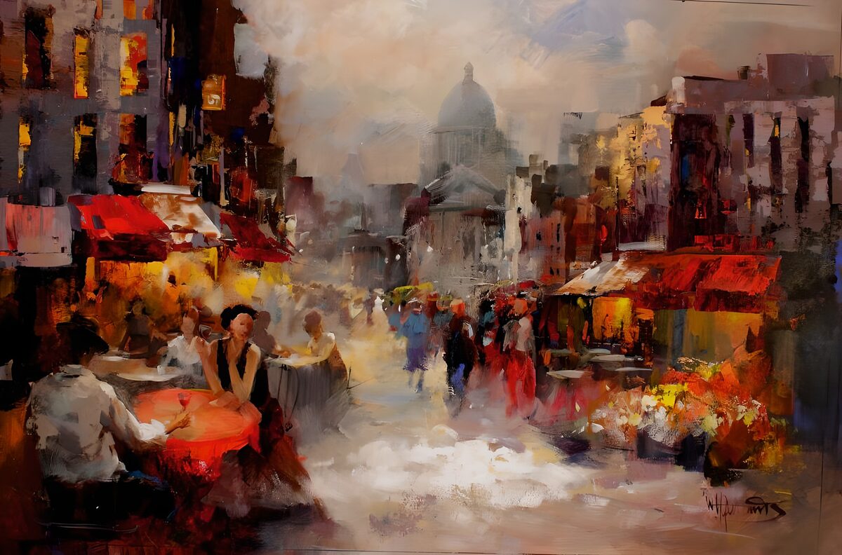 Vibrant City Market Scene