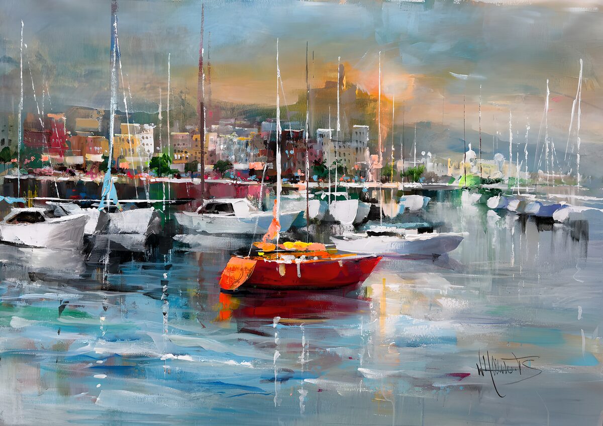 Vibrant Harbor at Sunset