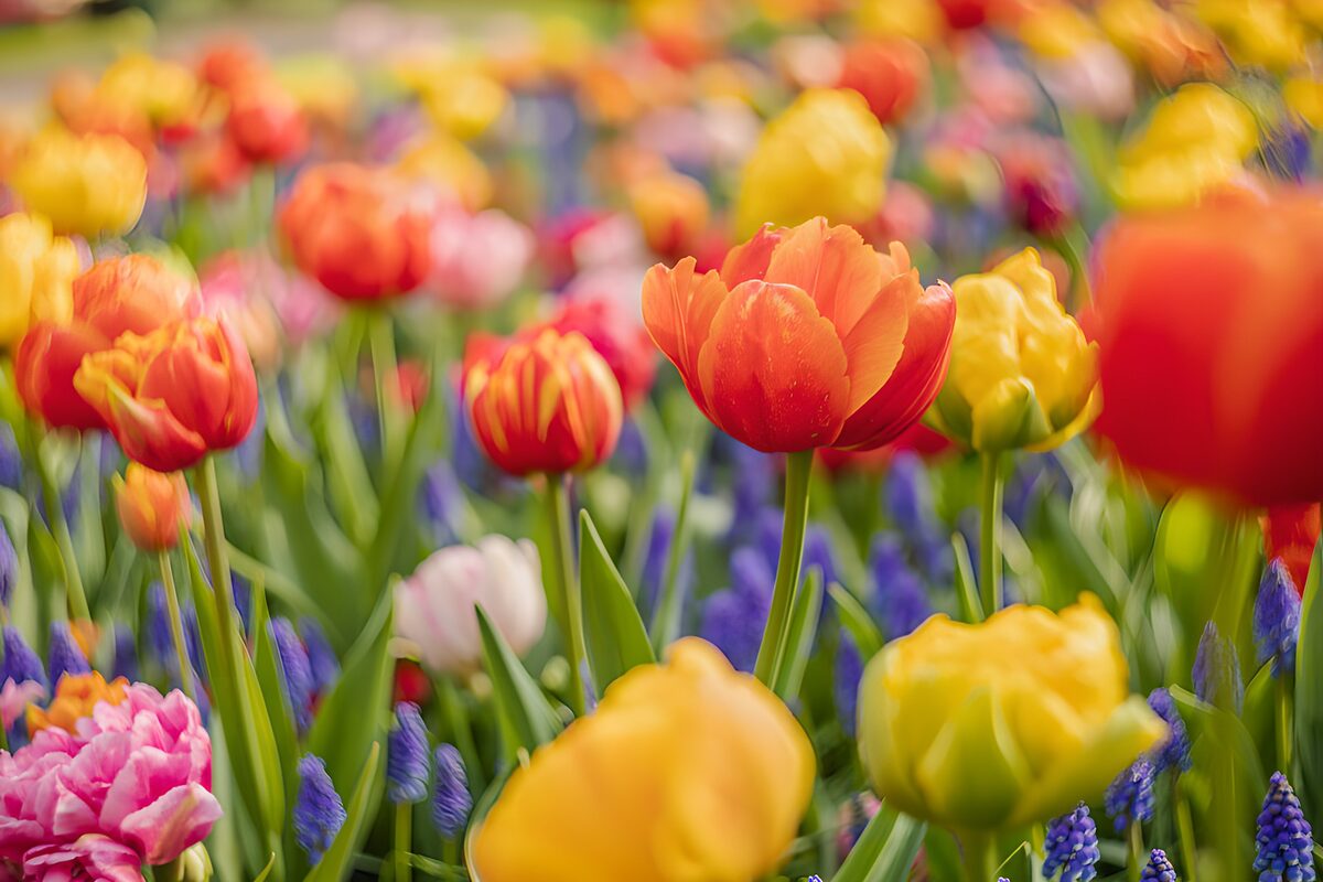Vibrant Tulip Garden in Full Bloom