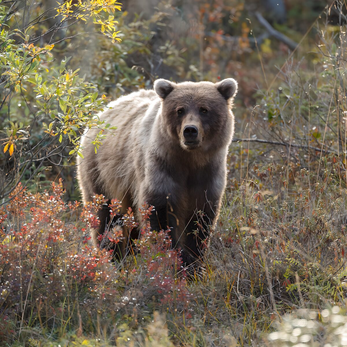 Majestic Grizzly in Autumn Landscape