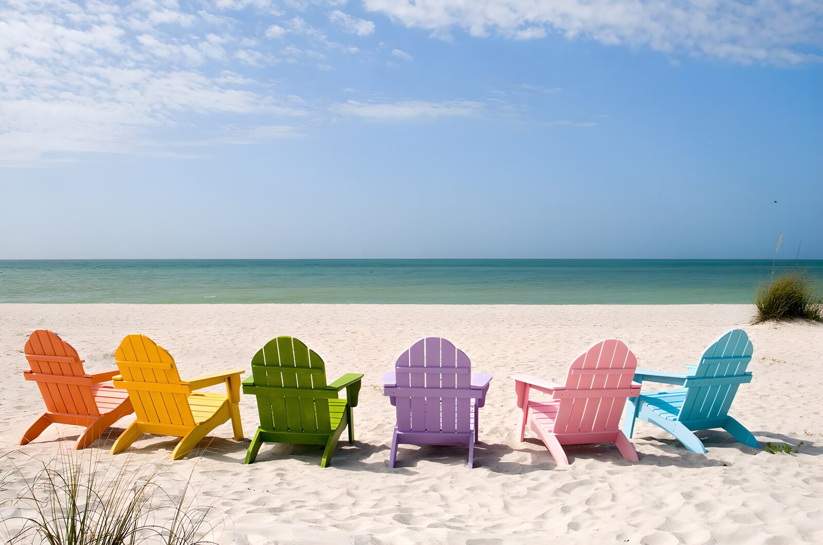 OCCOM1848176: Colorful Beach Chairs by the Ocean