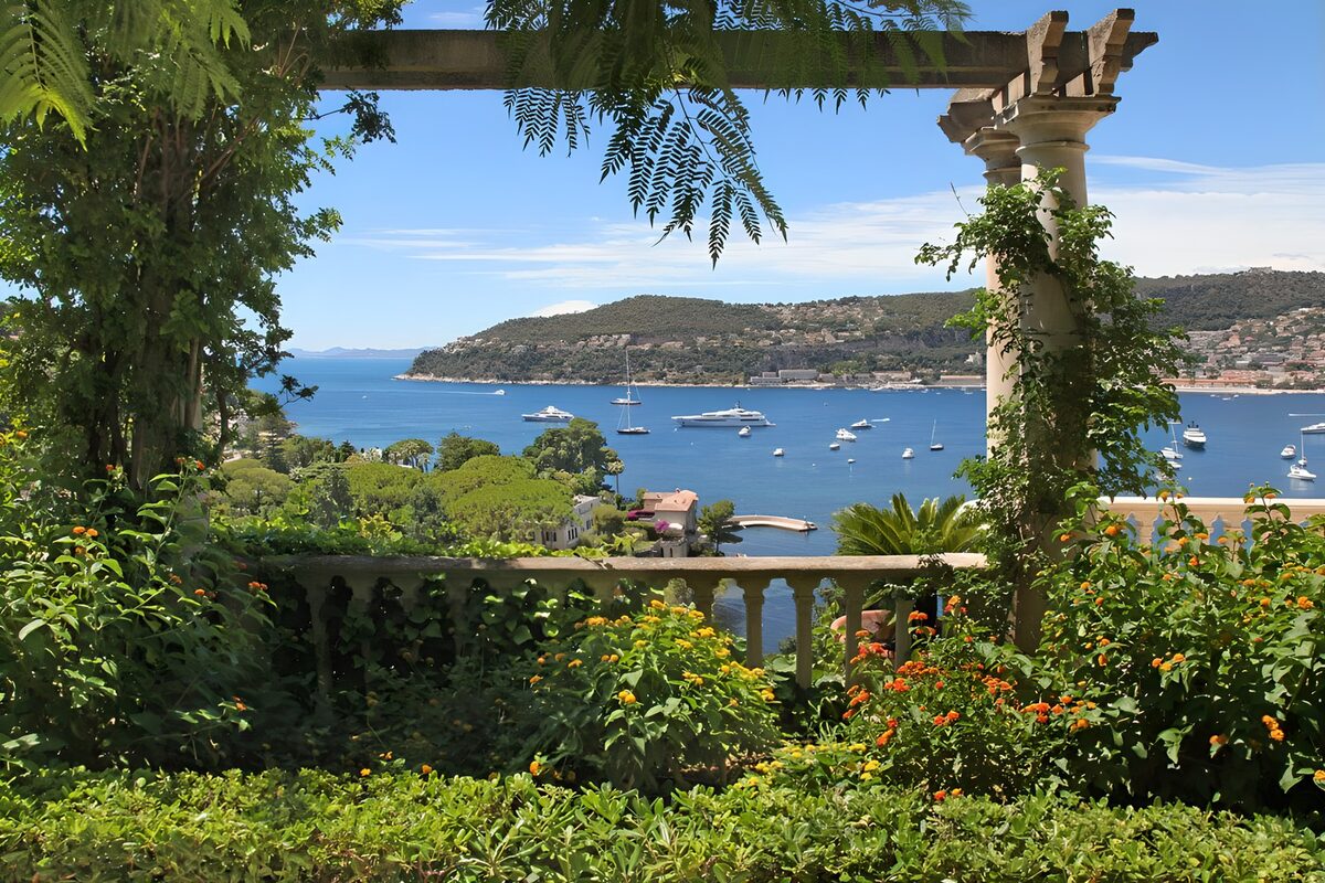 Coastal Garden View with Boats