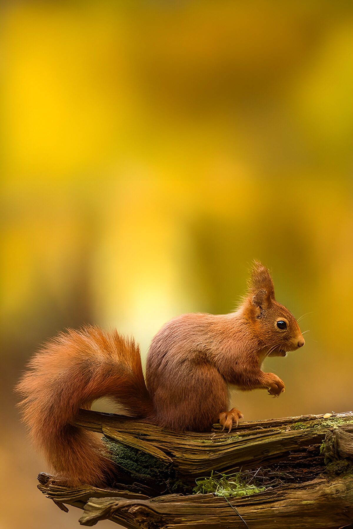 Playful Red Squirrel in Autumn