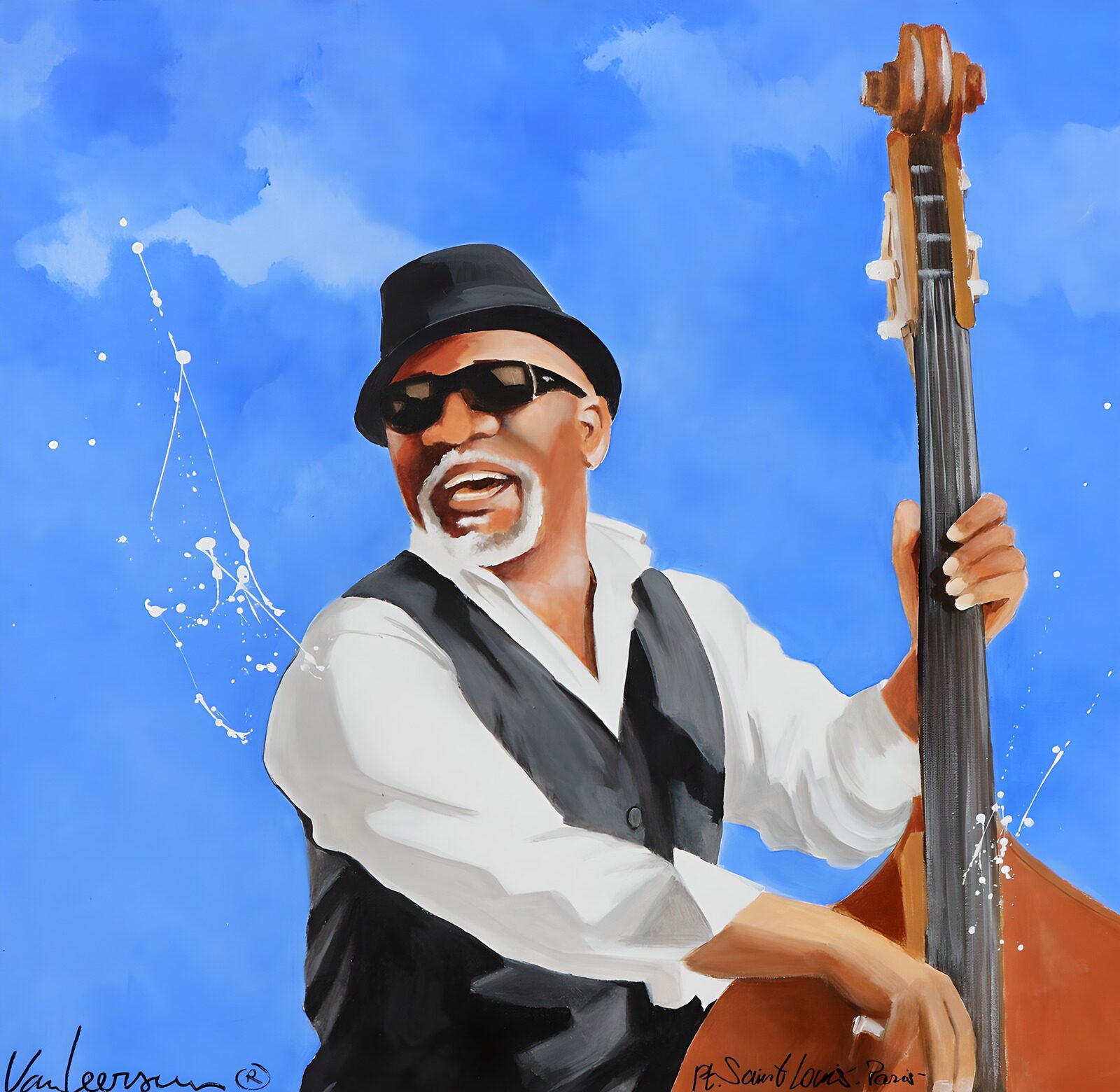OCCOM5307581: Joyful Bass Player in Blue