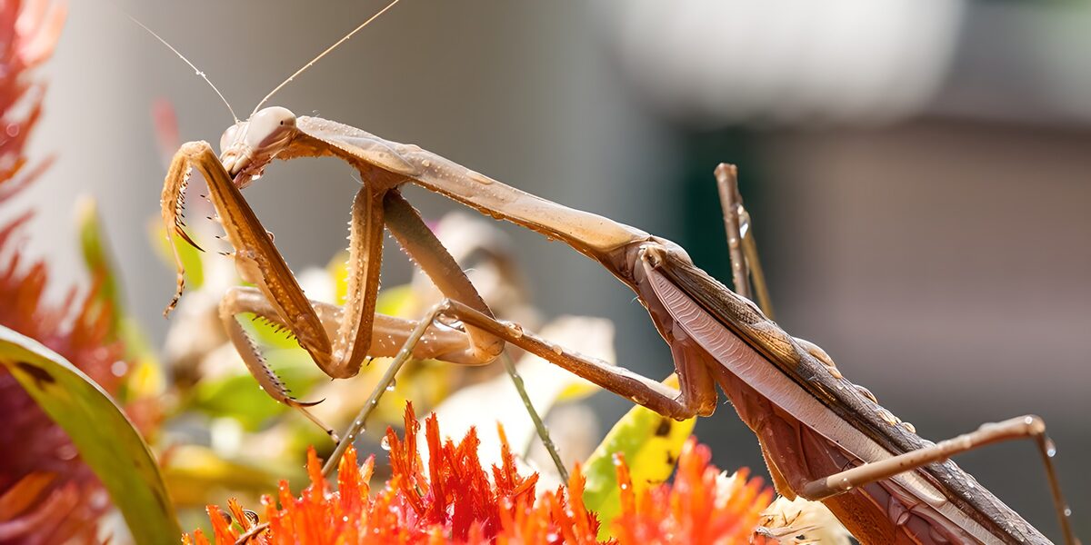 Praying Mantis in Colorful Garden