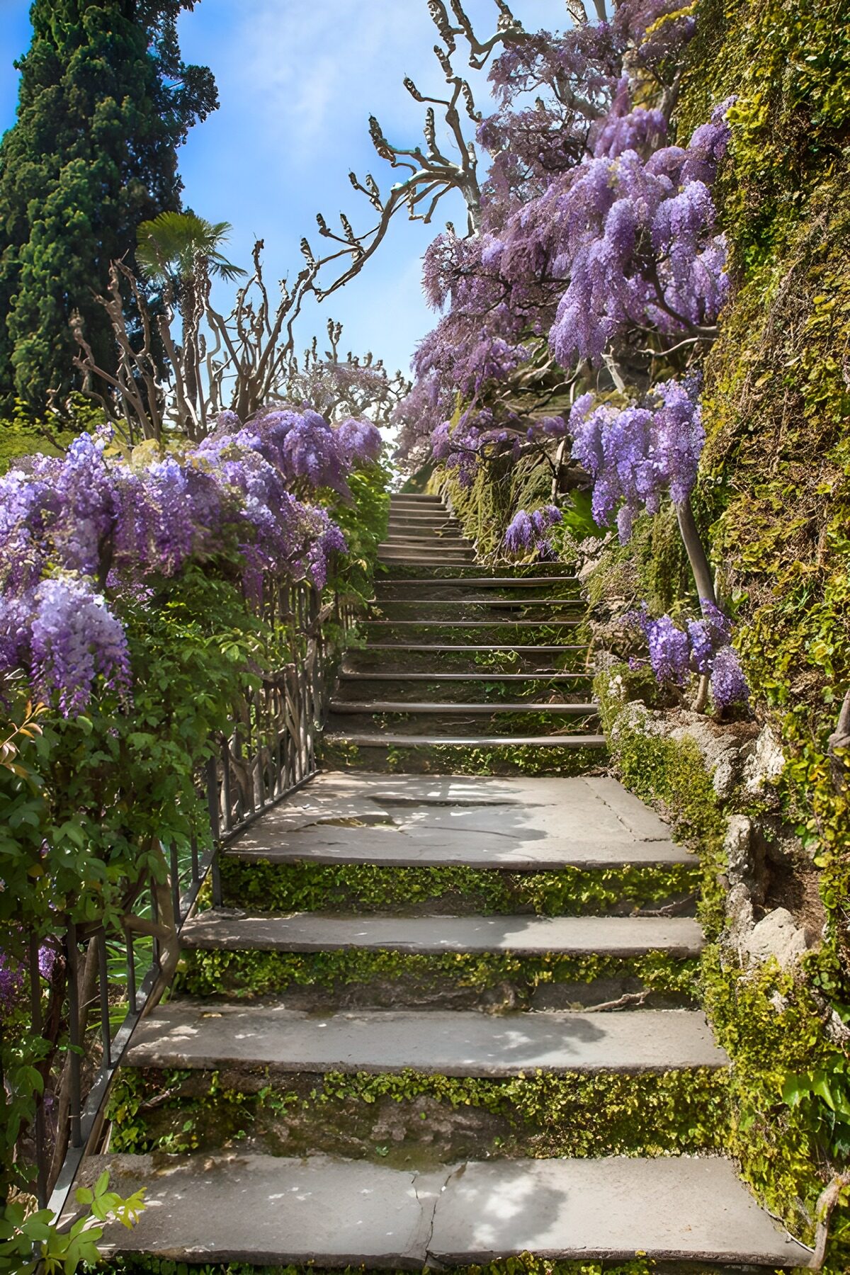 OCCOM3501271: Wisteria-Covered Stone Steps