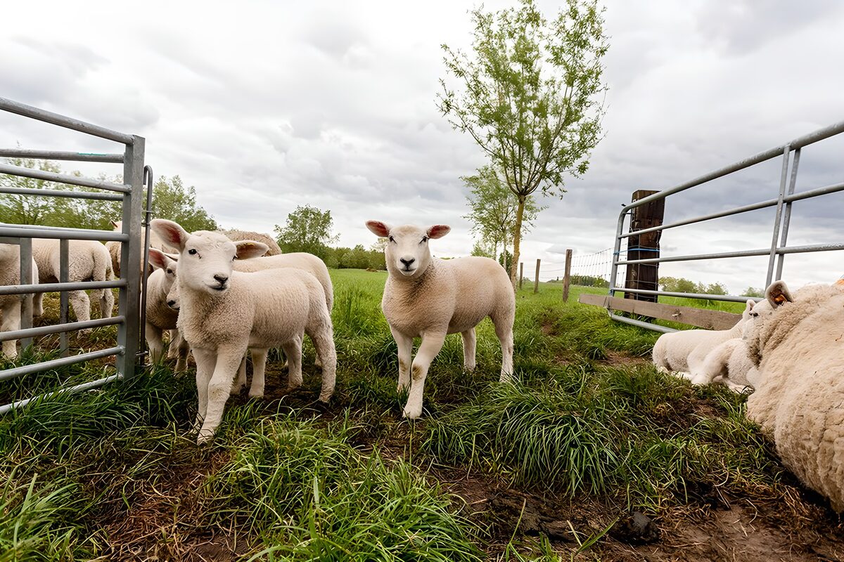 Playful Lambs in a Green Pasture