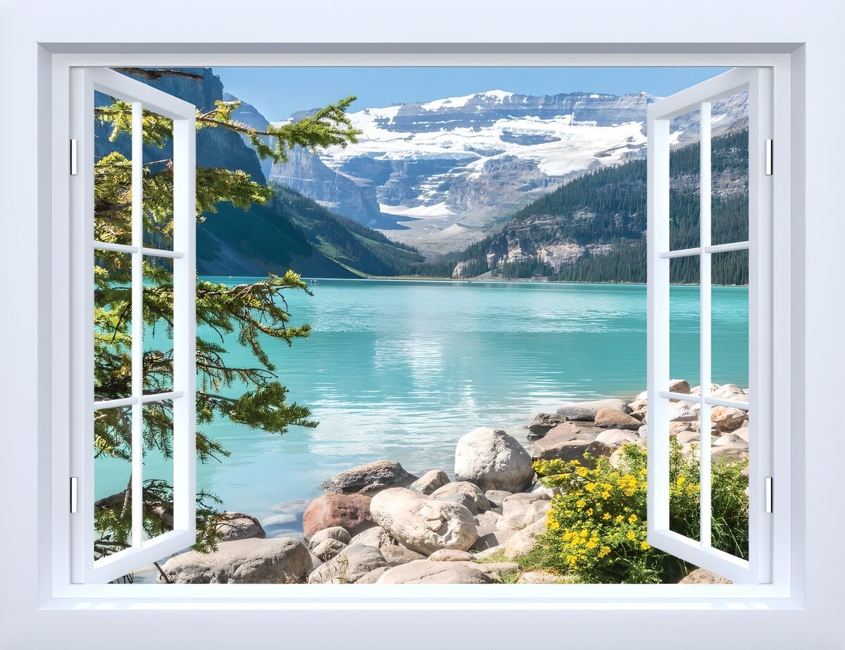 Tranquil Lake View Through Open Window