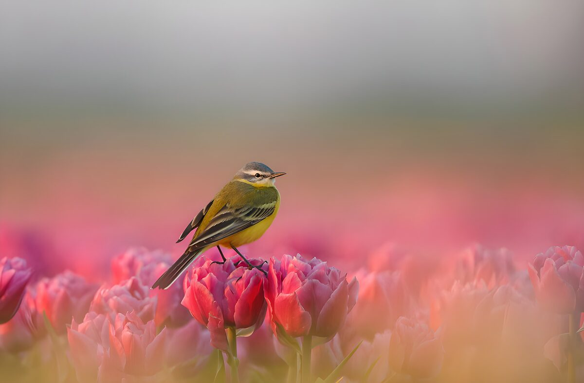 OCCOM5959500: Bird Among Blooming Tulips