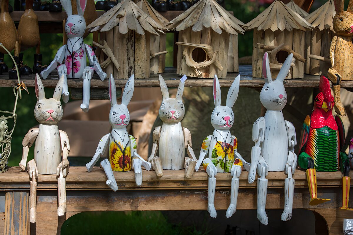 Whimsical Wooden Bunny Figurines