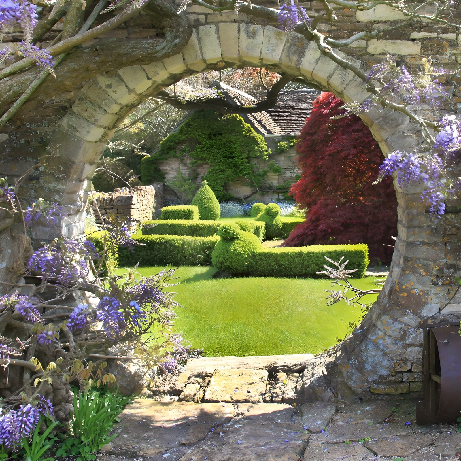 OCCOM9205057: Round garden passage overgrown with Wisteria Sinensis