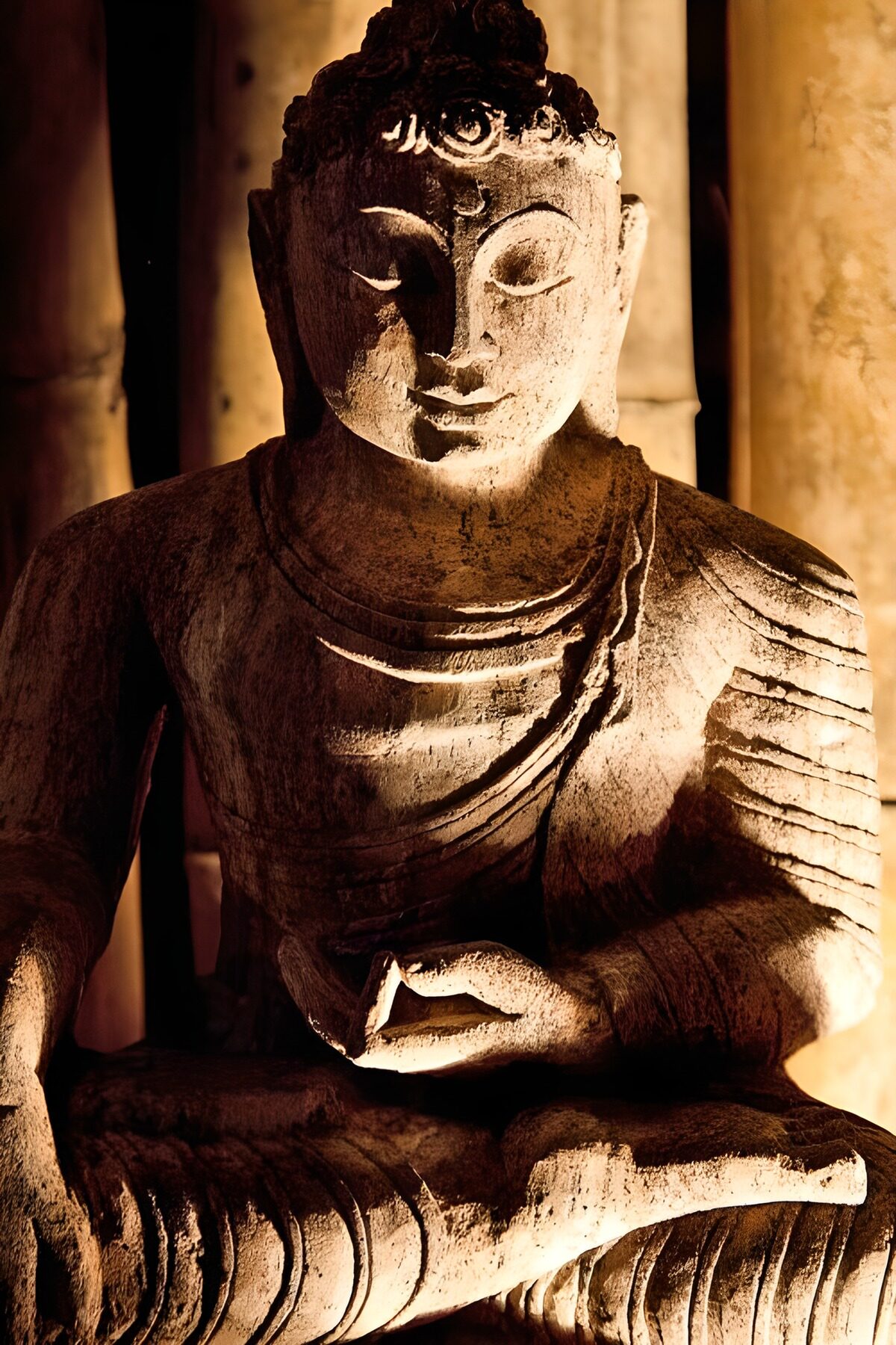 Serene Buddha Statue in Shadow