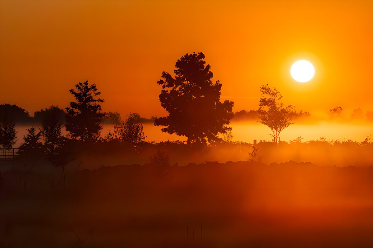 Warm Sunset Over Misty Horizon