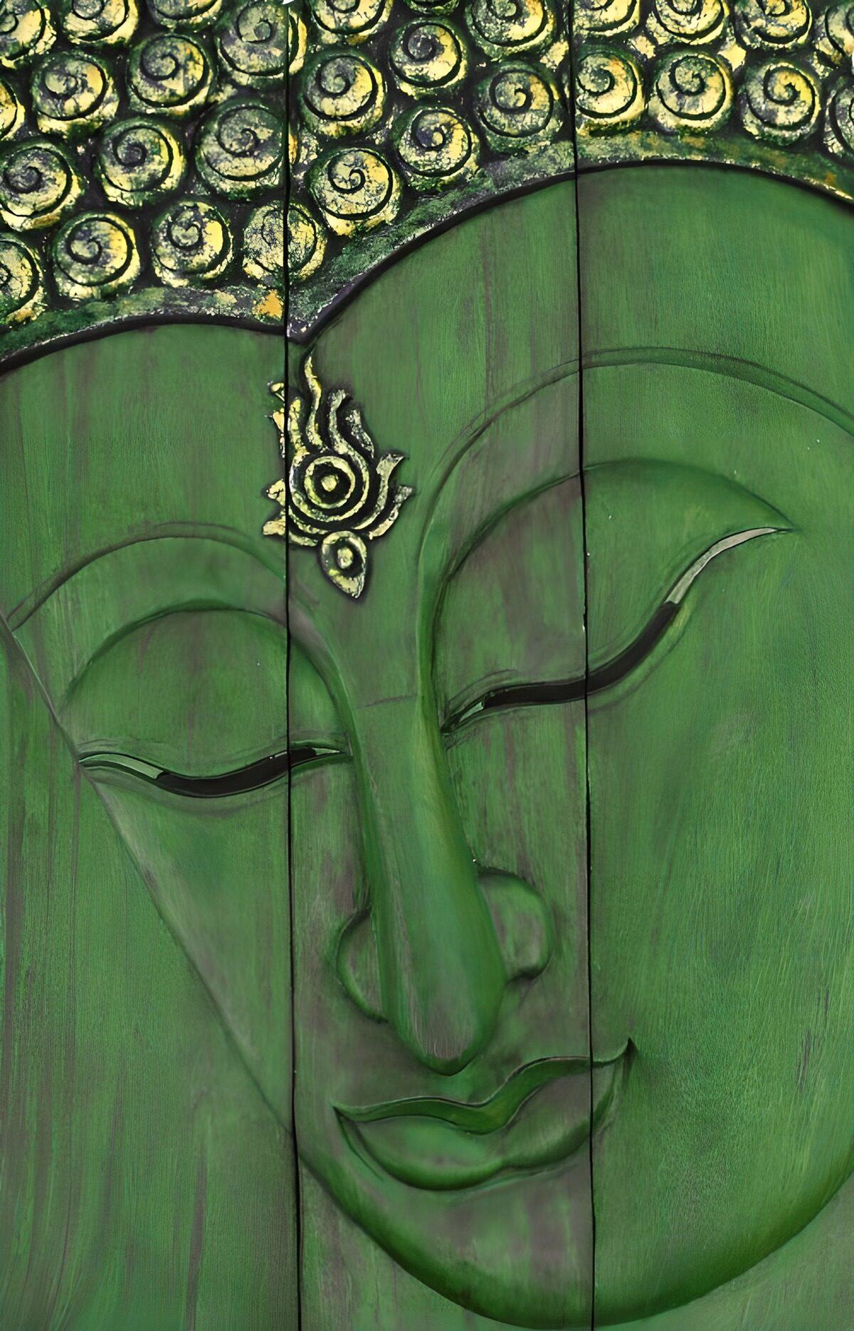 Serene Green Buddha Face Art