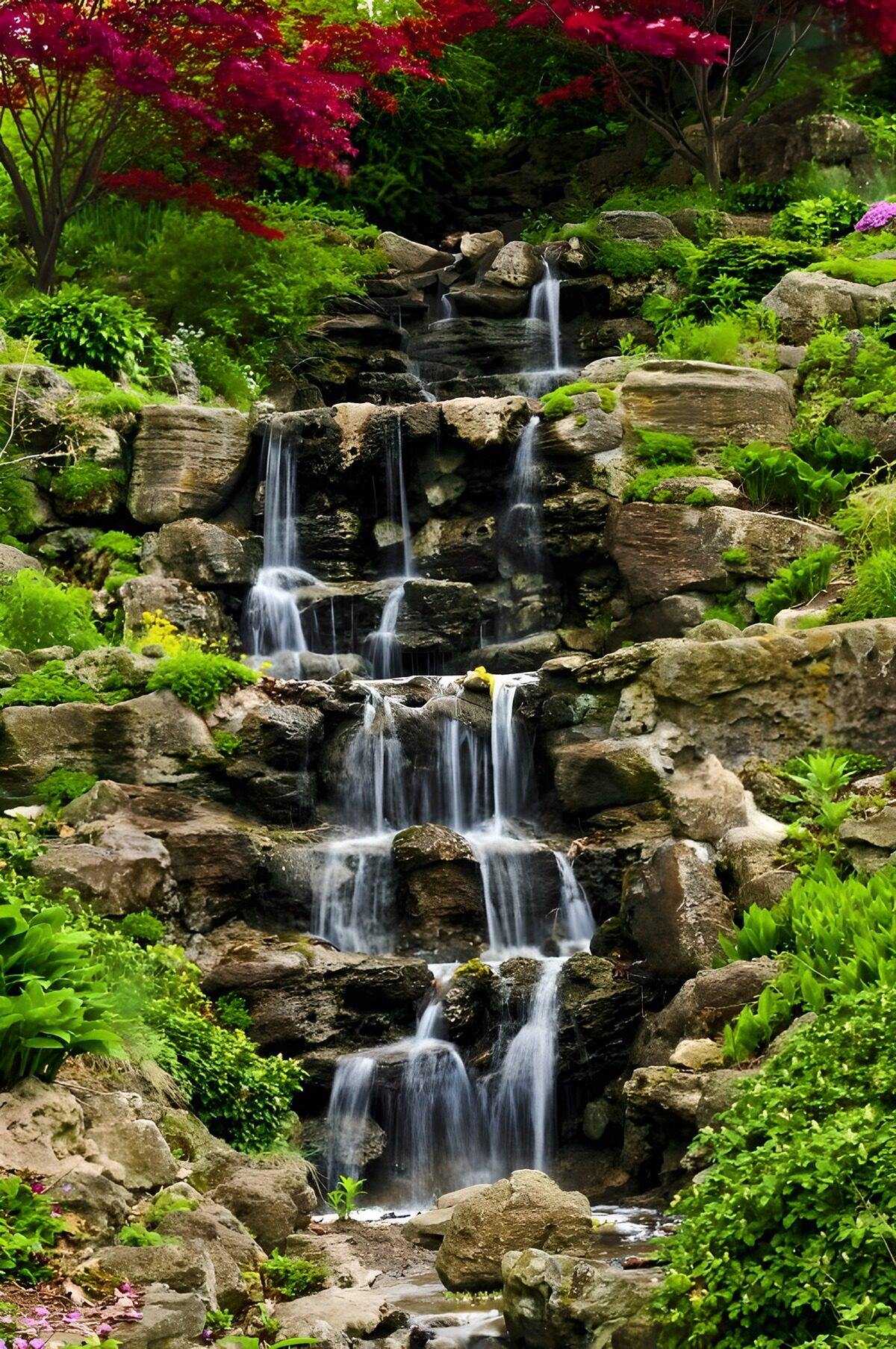 OCCOM9128795: Serene Garden Waterfall