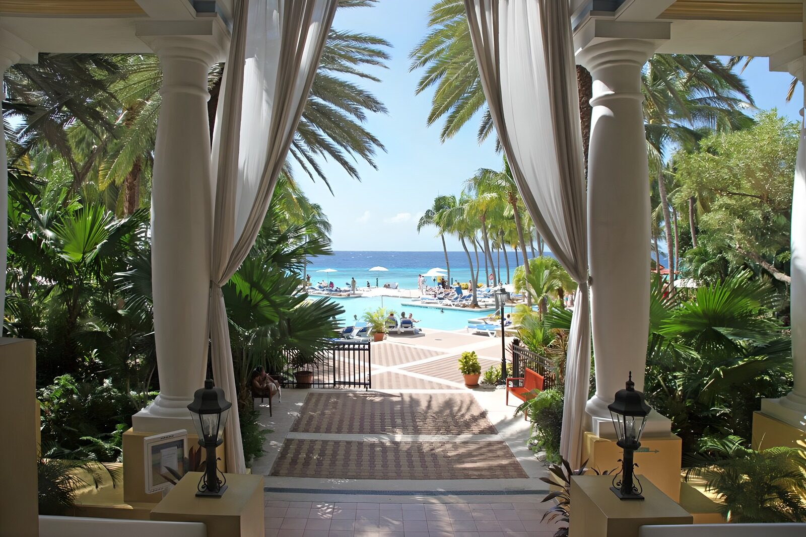 OCCOM2511192: Serene Beach View Through Palm Trees