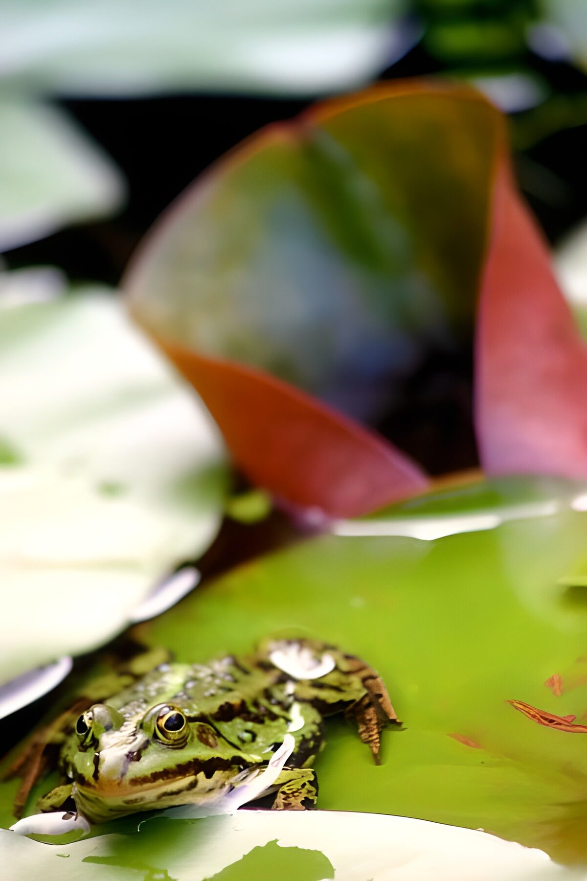OCCOM3557539: Serene Frog on Water Lily Leaf