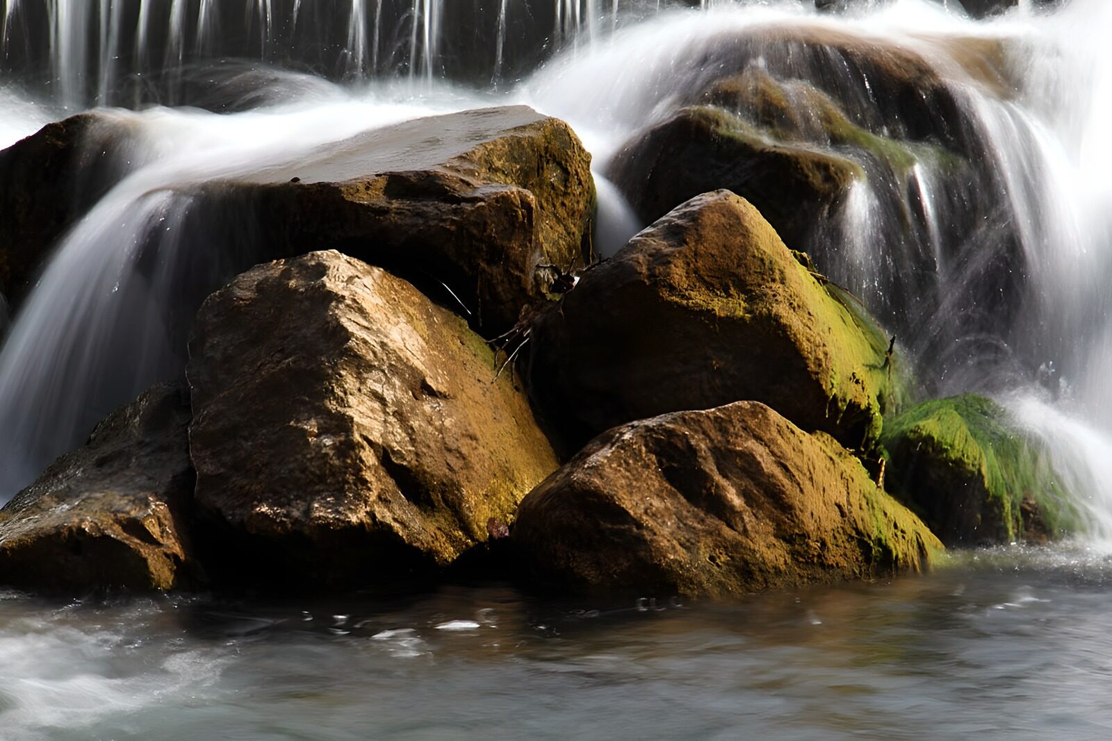 OCCOM9091284: Tranquil Stream Over Mossy Rocks
