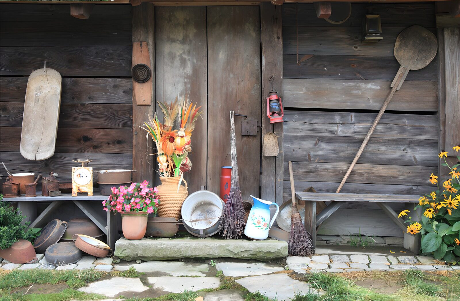 OCCOM7522981: Rustic Garden Corner with Vintage Decor