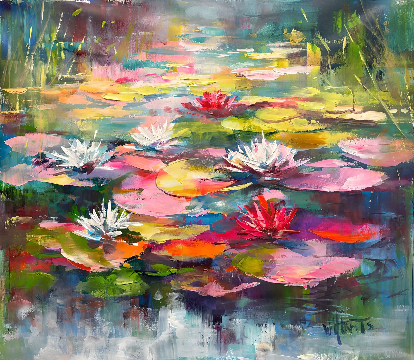 OCCOM2500834: Vibrant Water Lilies in Bloom