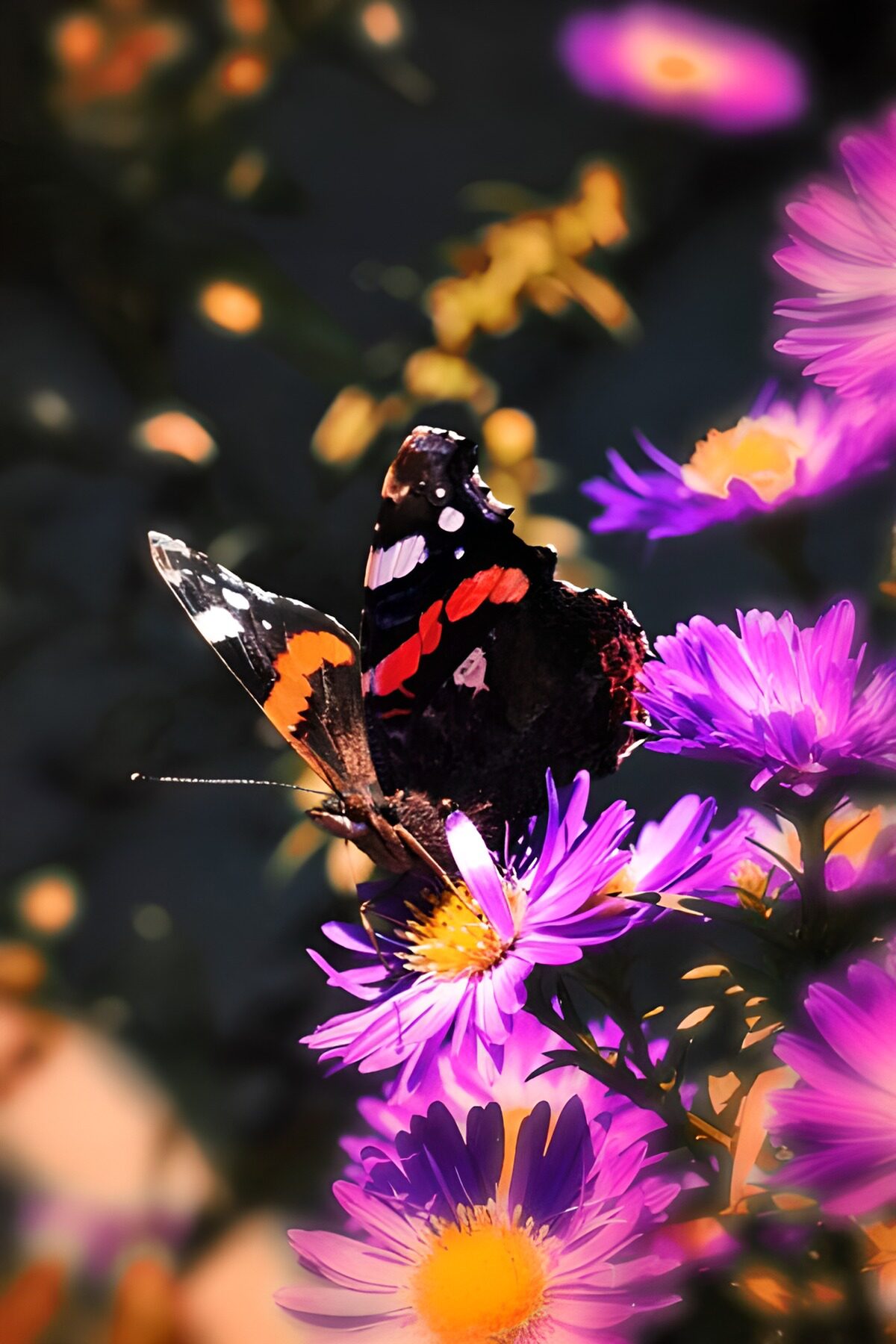 OCCOM9219404: Butterfly on Colorful Blossoms