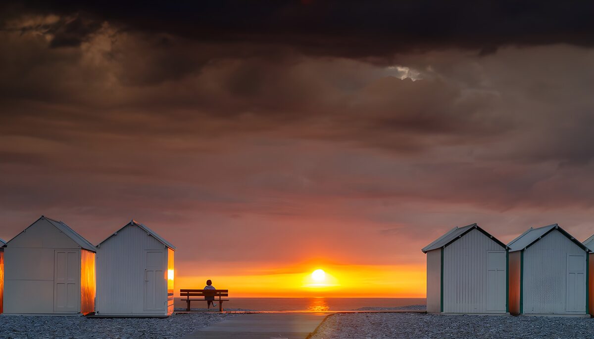 Tranquil Sunset by the Beach Huts