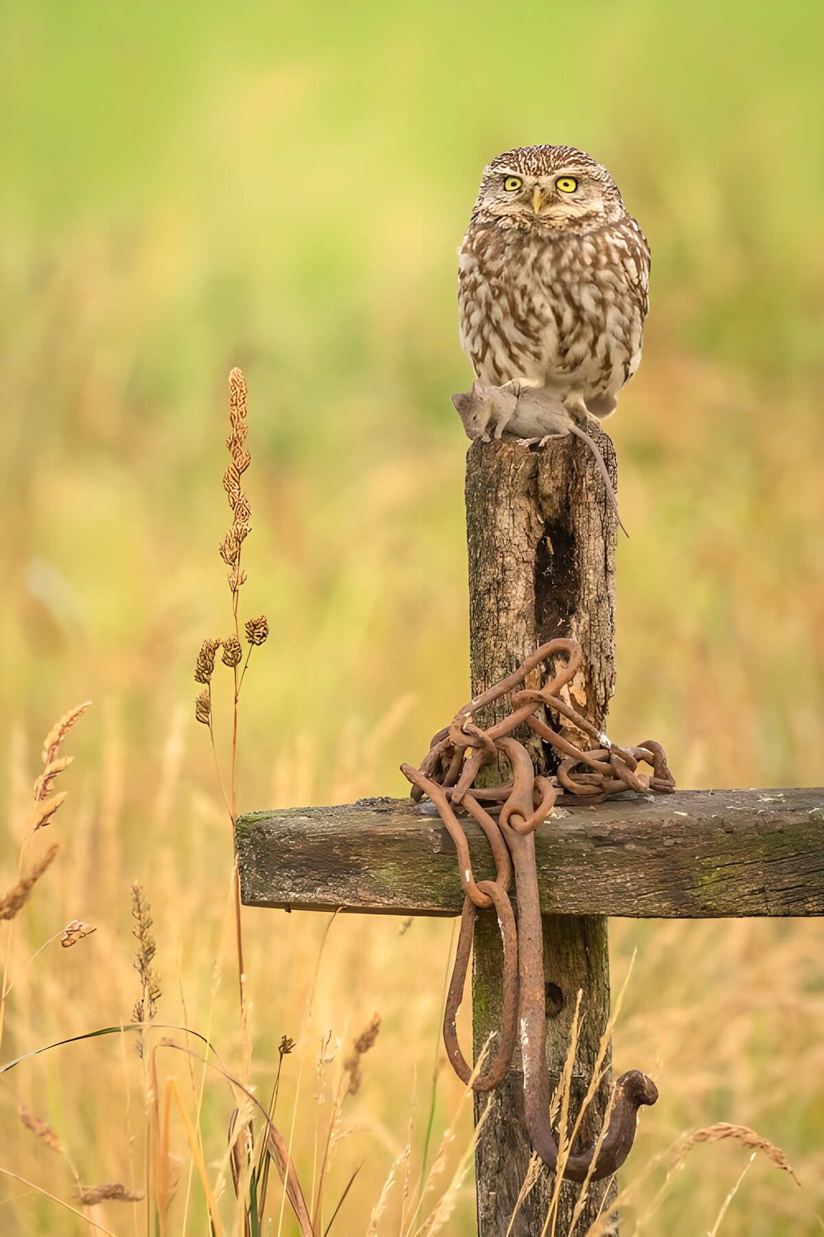 Little Owl on a Weathered Post