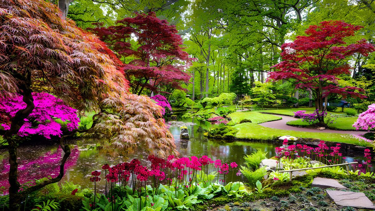 OCCOM1905577: Tranquil Blooming Garden Paradise