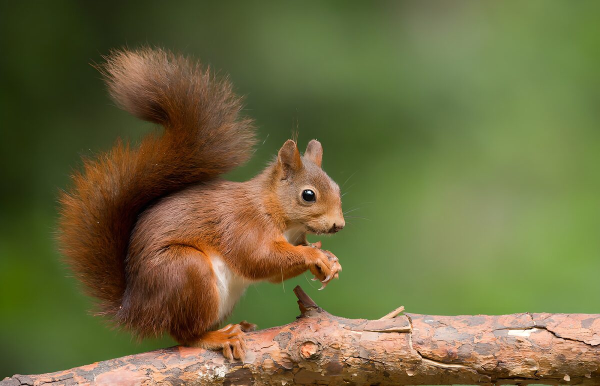 Curious Red Squirrel on a Branch