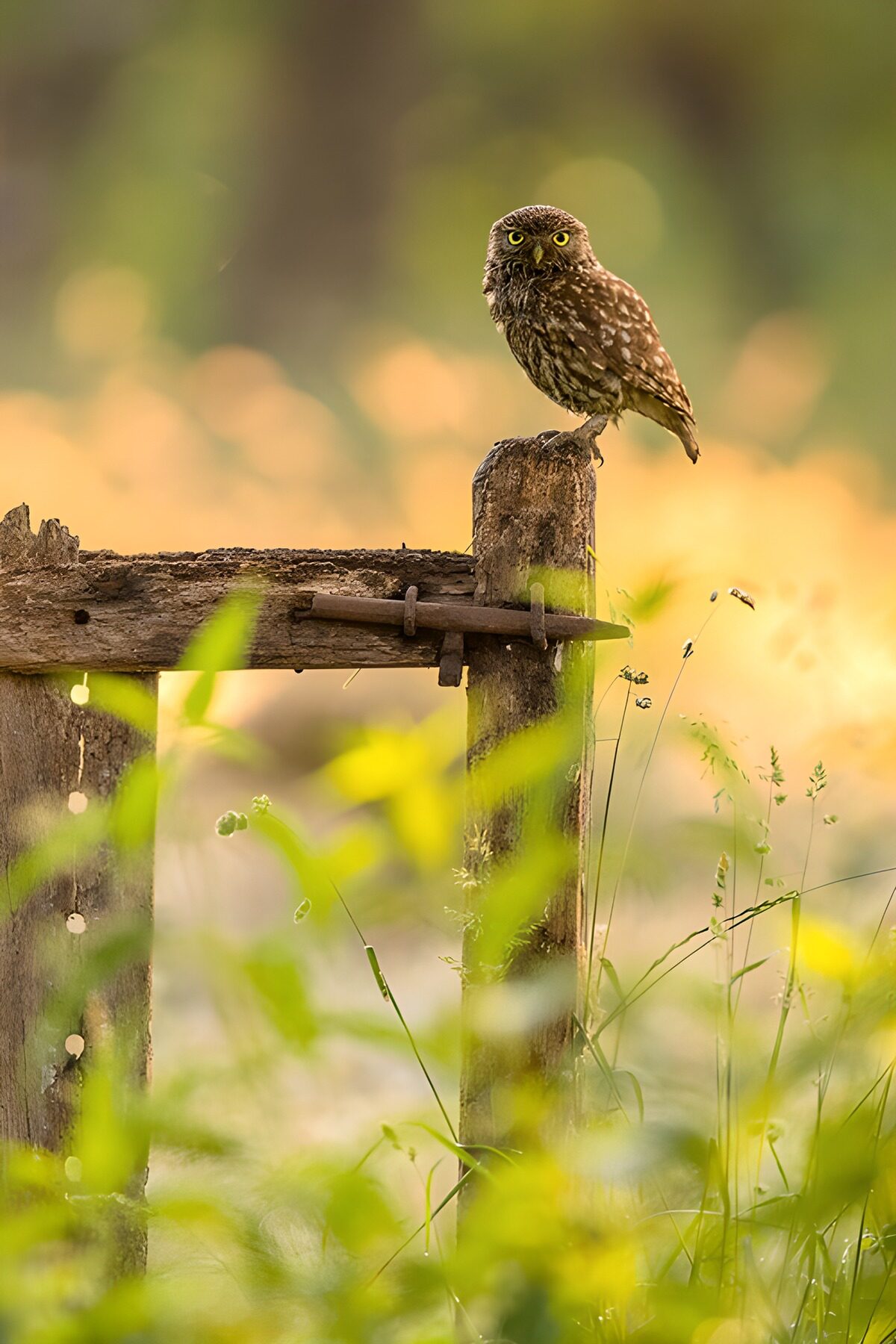 Whimsical Owl on a Rustic Post