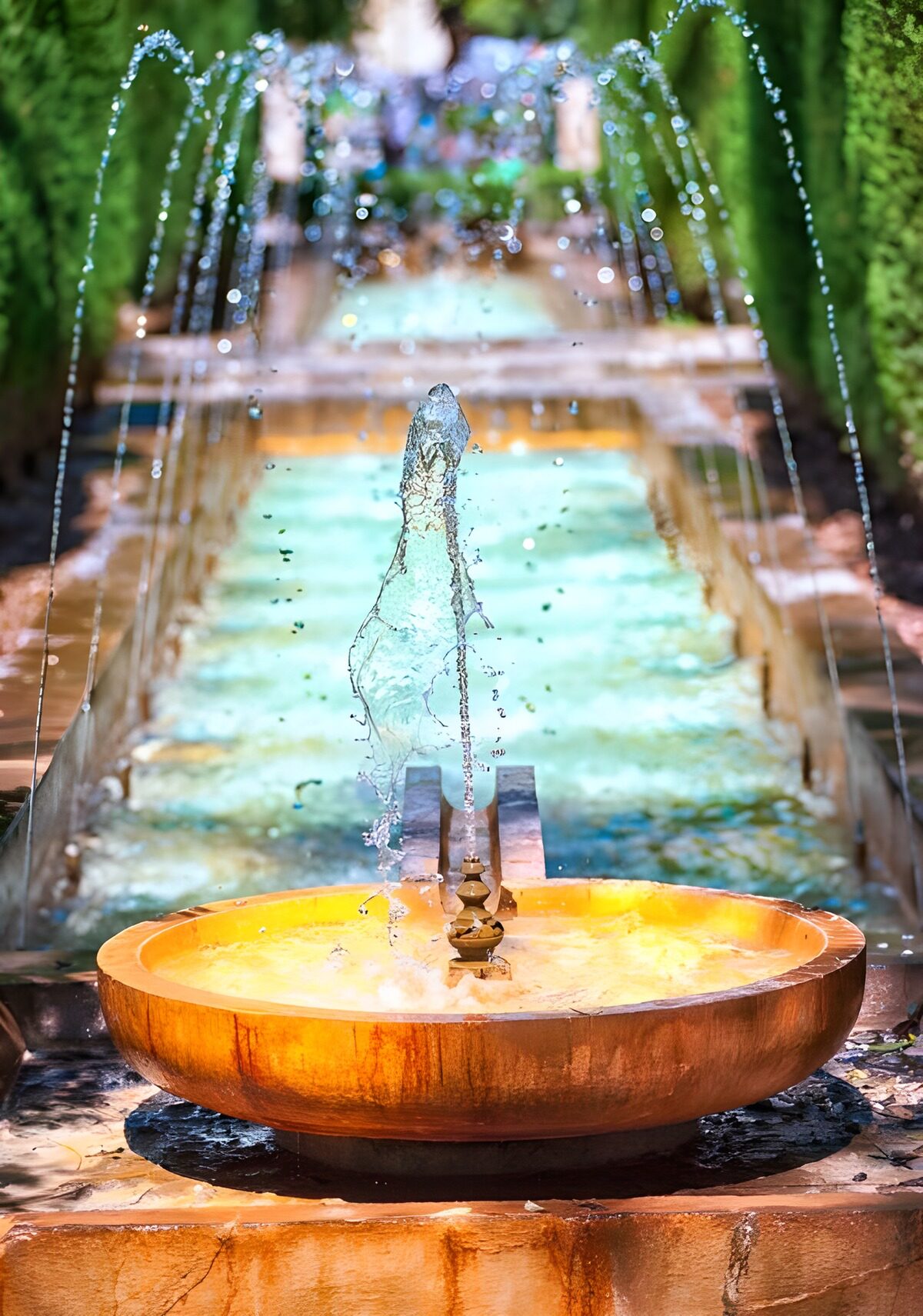 OCCOM3798803: Serene Garden Fountain Amidst Lush Greenery