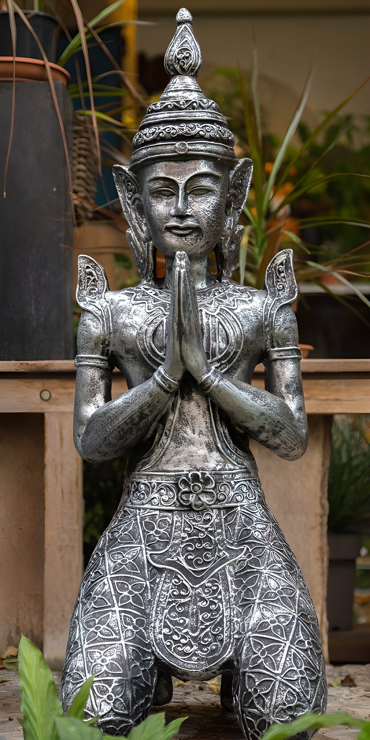 OCCOM1628120: Serene Buddha Statue in Silver Finish