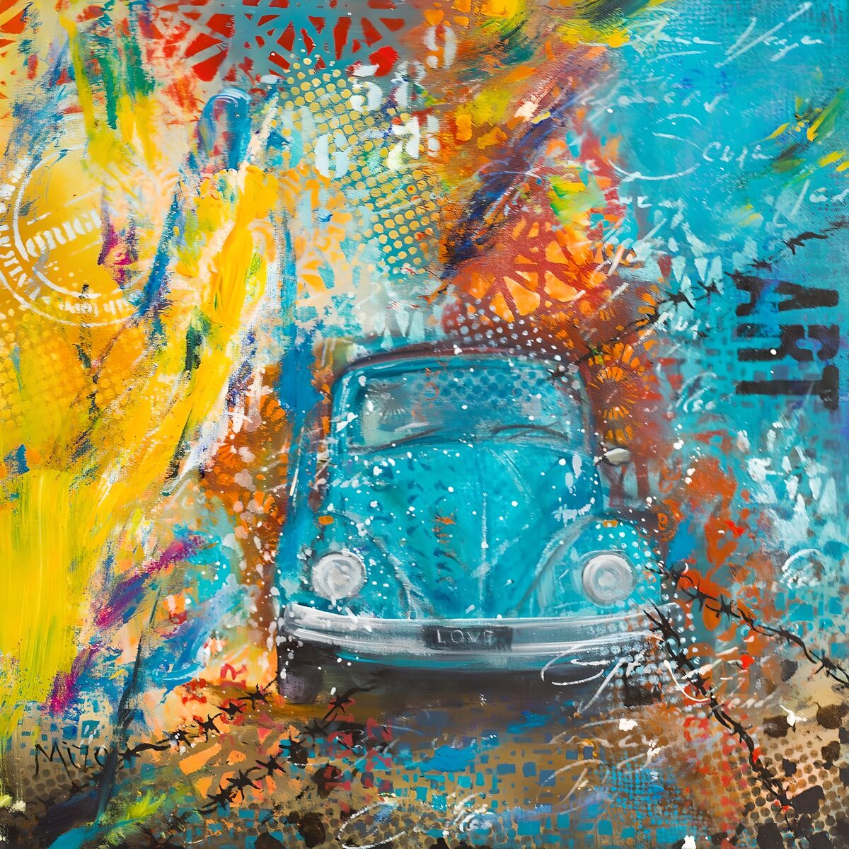 OCCOM7869707: Colorful Vintage Beetle Art