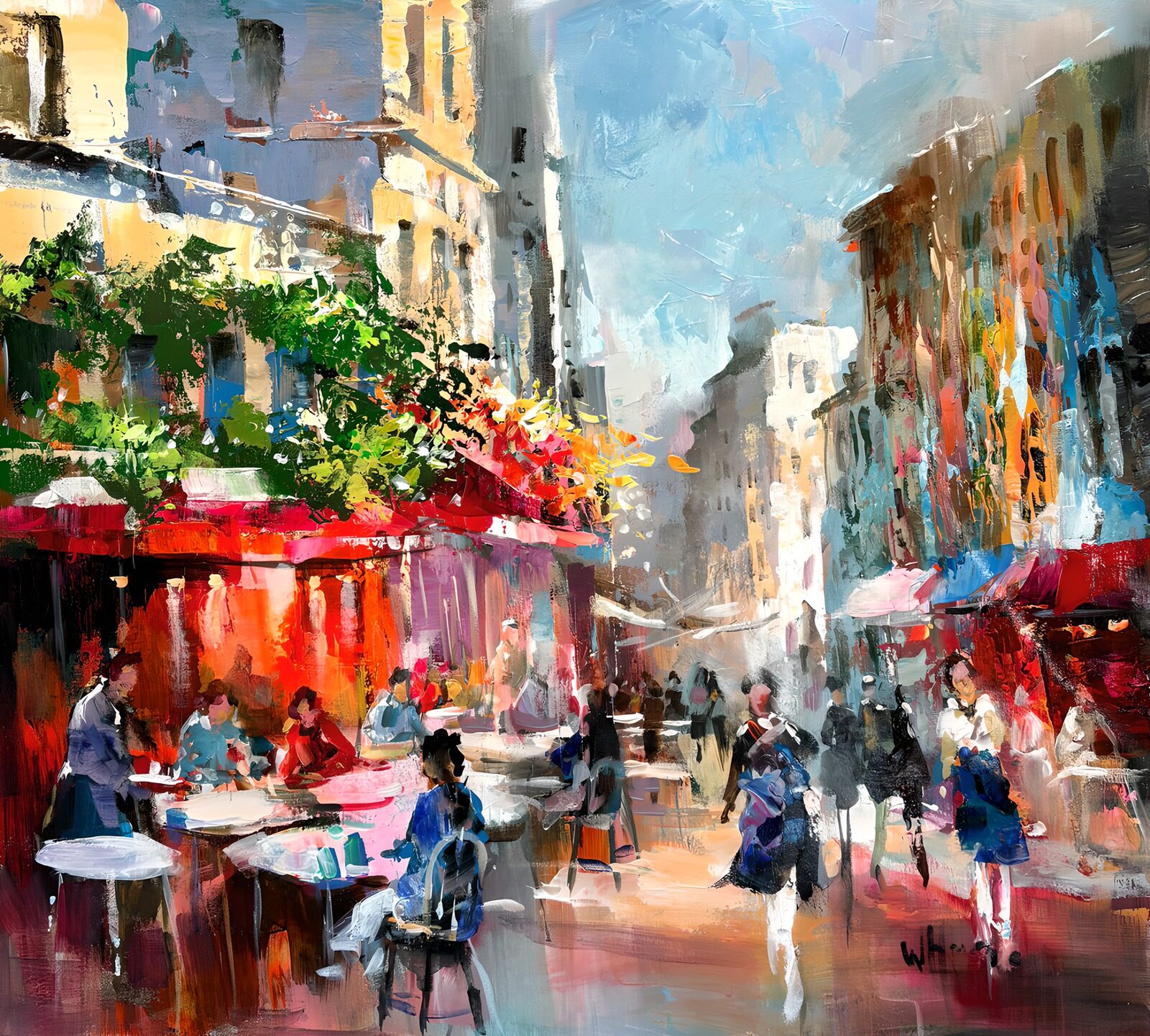 OCCOM4649561: Sunlit Colorful Street Cafe