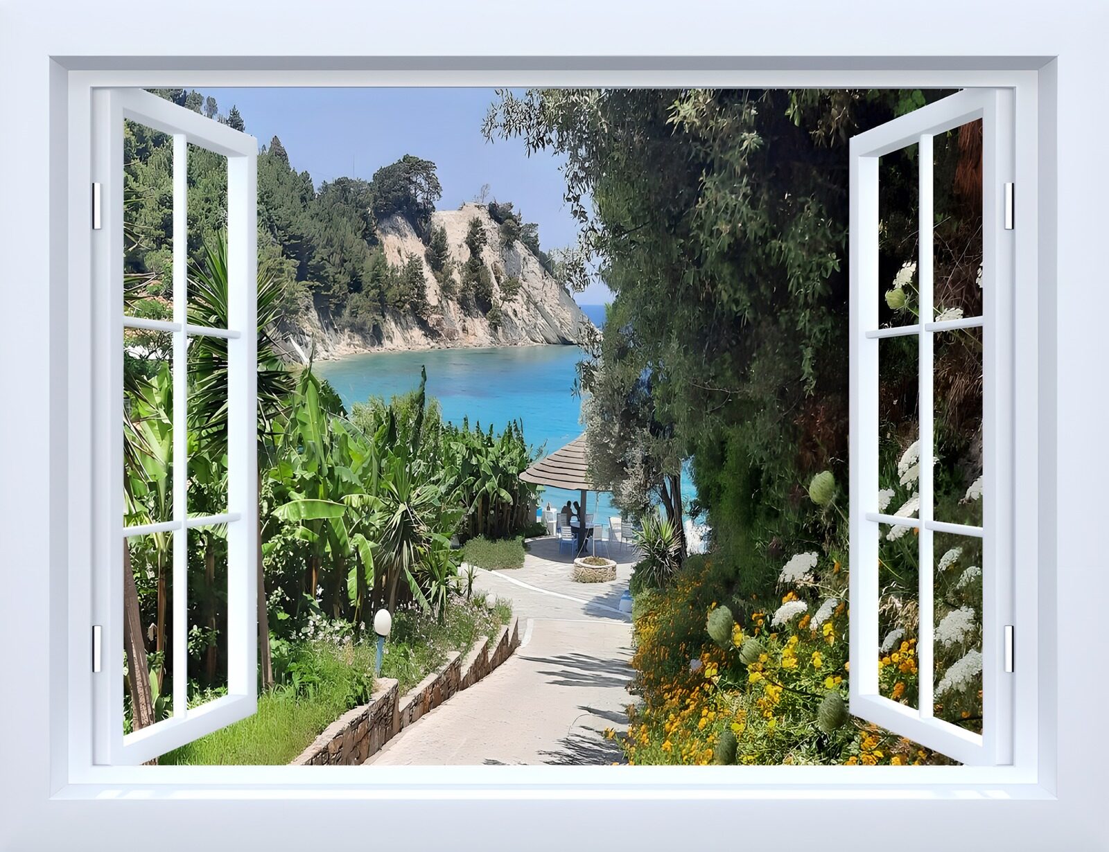 OCCOM1266560: Serene Coastal View Through Window