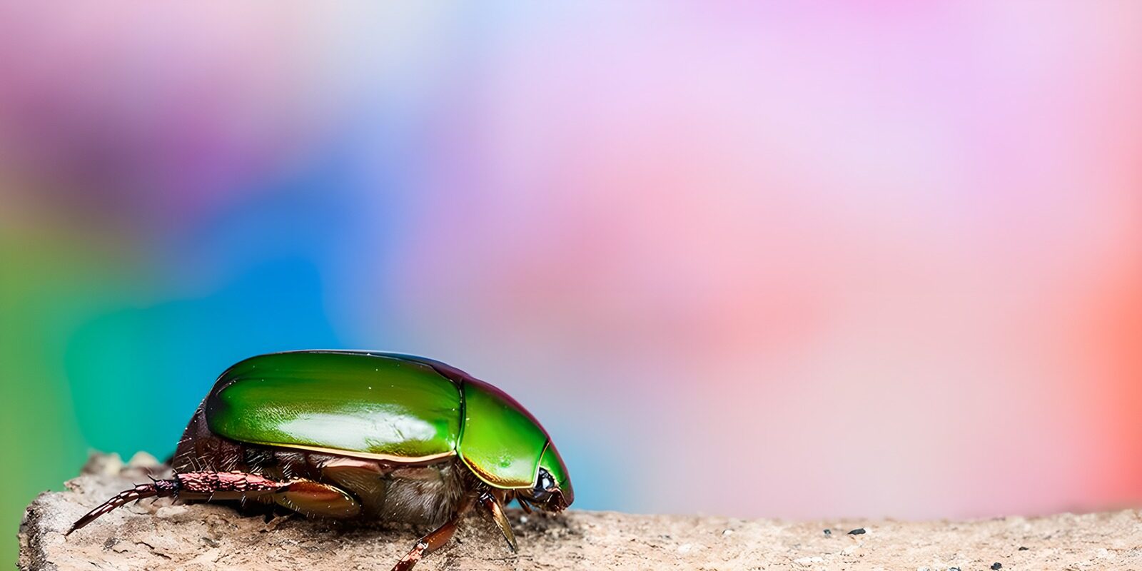 OCCOM9762654: Vibrant Green Beetle on a Log