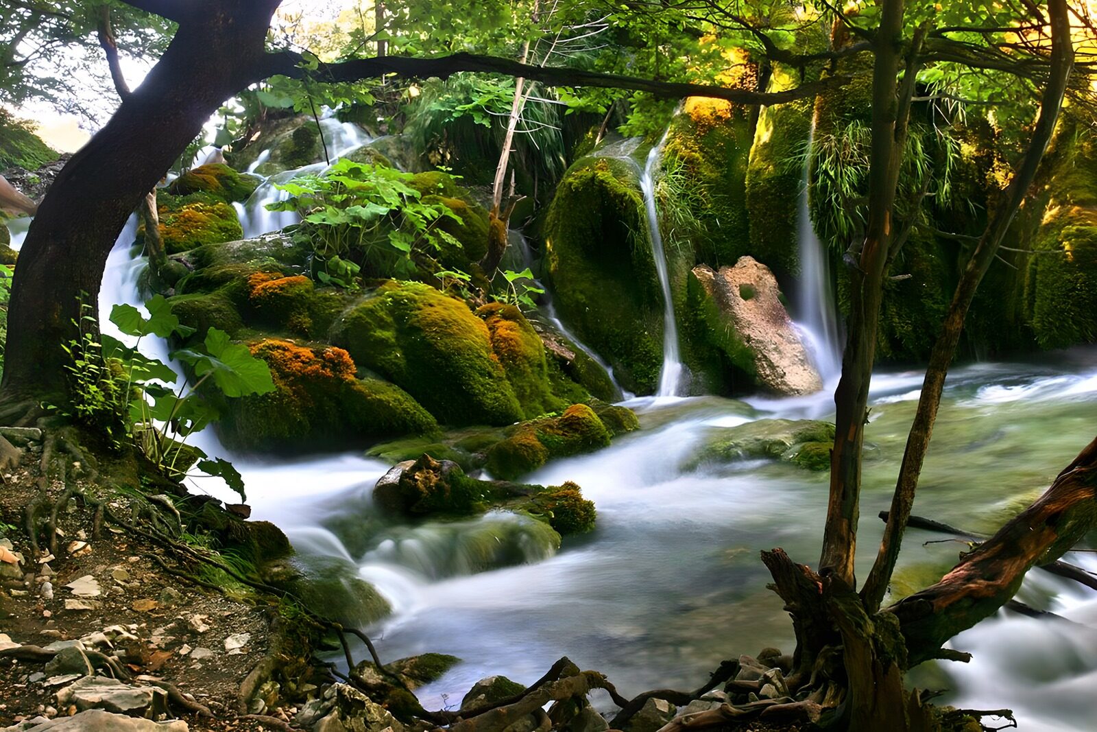 OCCOM8011839: Serene Forest Waterfall Scene