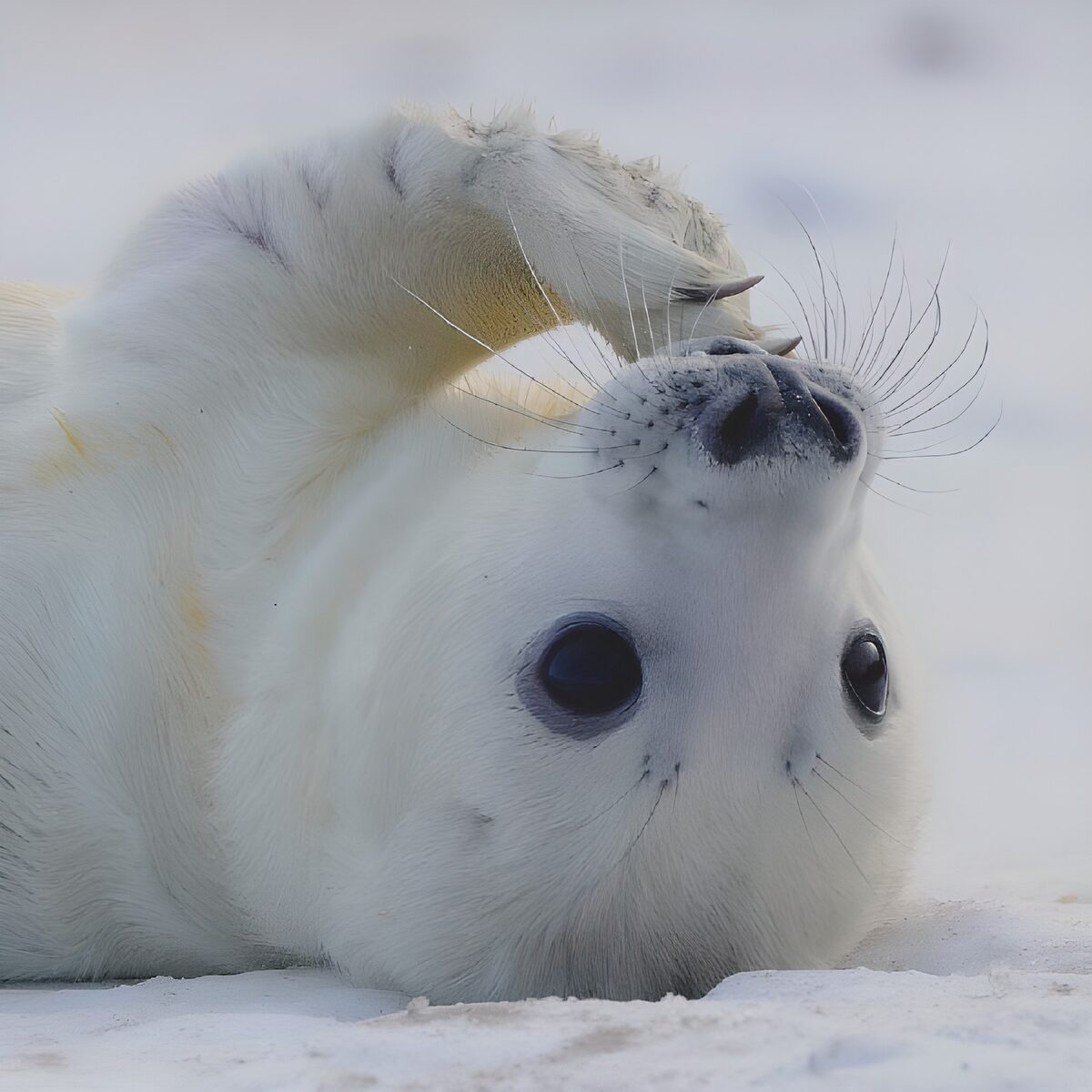 Playful Seal on Snowy Ground