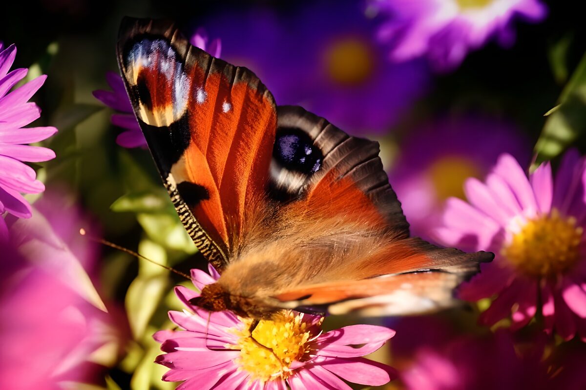 Colorful Butterfly on Vibrant Flowers
