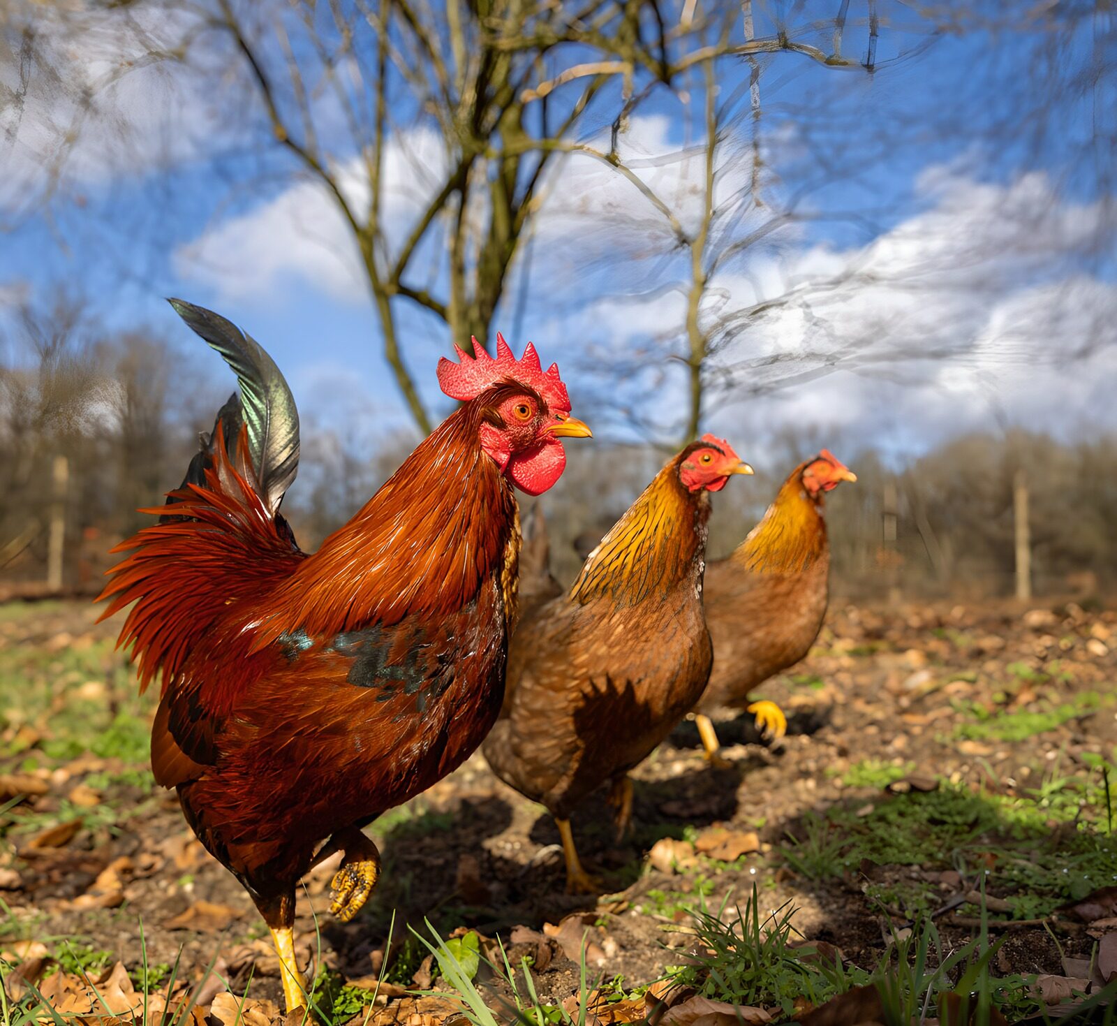 OCCOM3862745: Vibrant Rooster and Hens in Nature