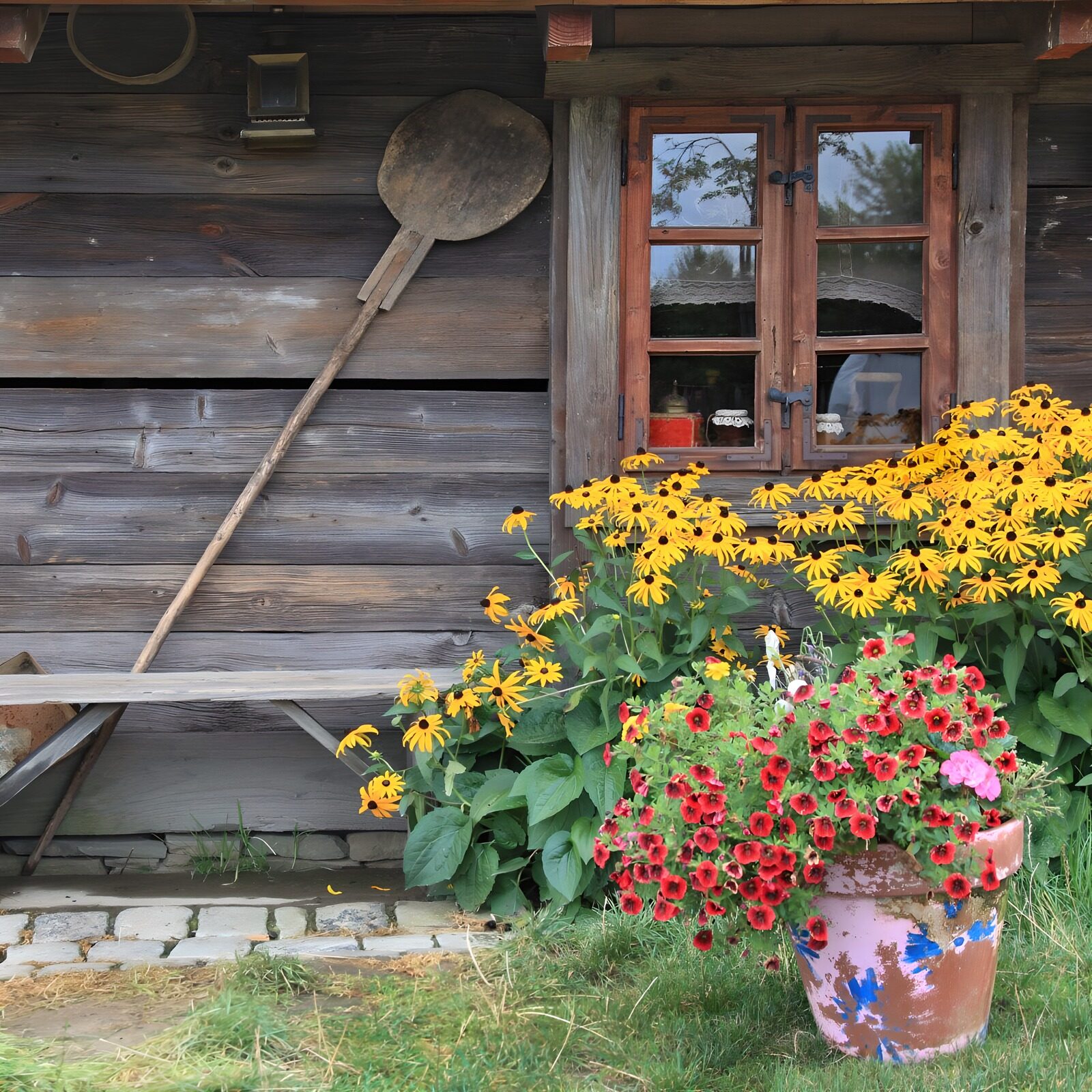 OCCOM9365165: Charming Garden by a Wooden Cabin