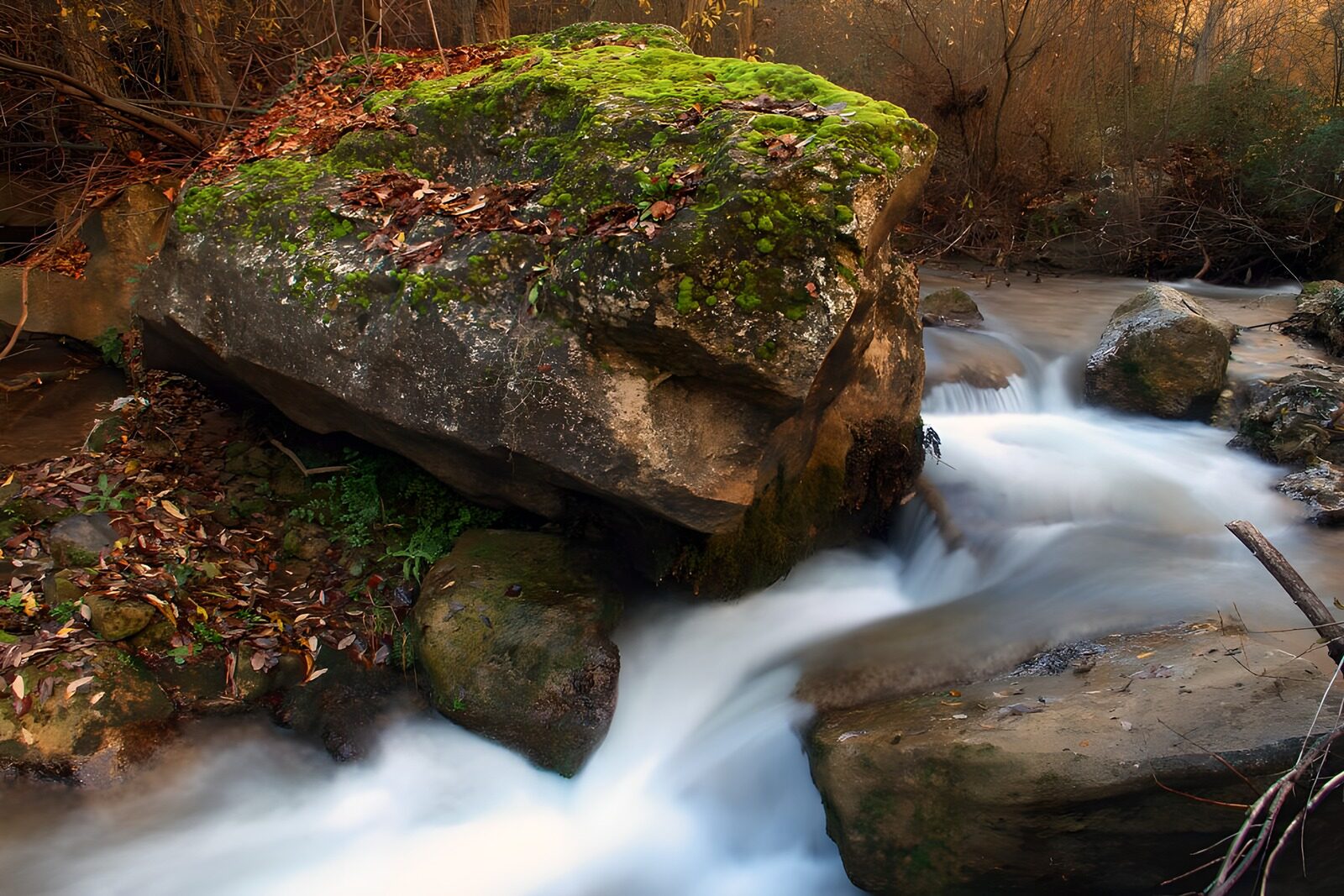 OCCOM2717051: Serene Stream Over Mossy Rocks