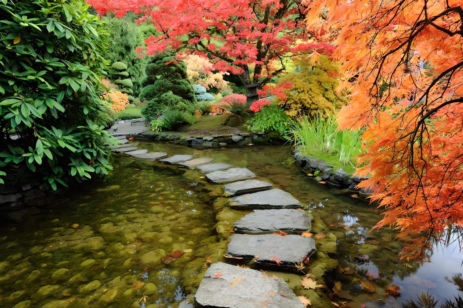 OCCOM9277119: Serene Autumn Pathway in a Japanese Garden